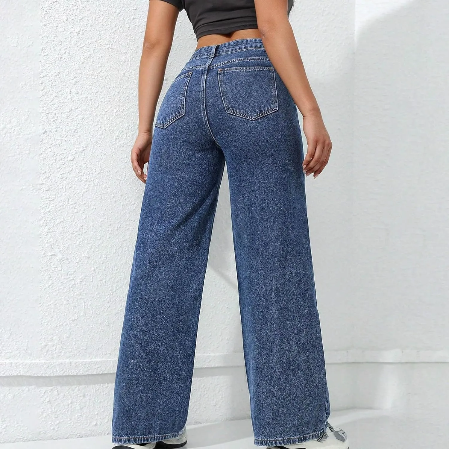 2025 Women's Wide Leg Jeans High Waisted Denim Pants Stretchy Casual Baggy Straight Leg Loose Fit Jeans for Women