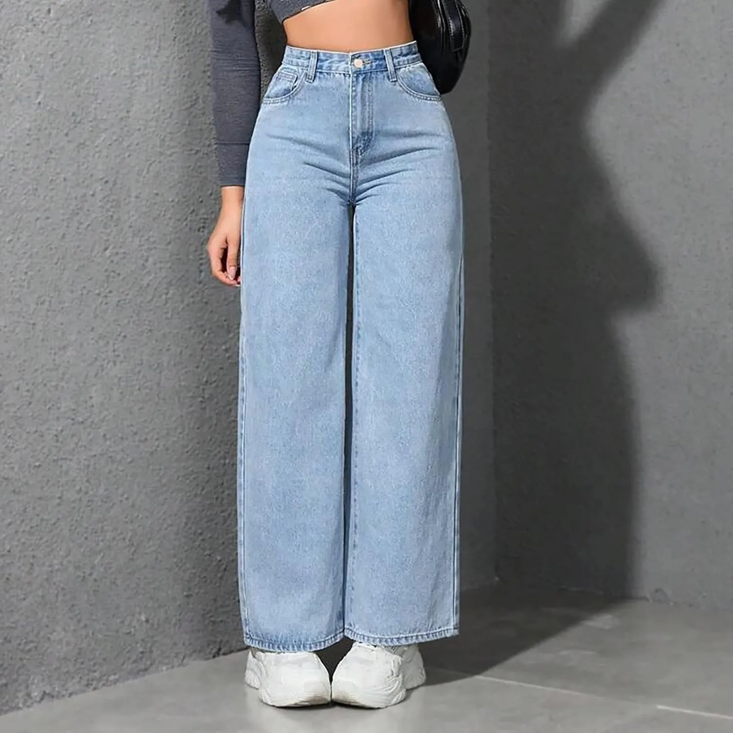 2025 Women's Wide Leg Jeans High Waisted Denim Pants Stretchy Casual Baggy Straight Leg Loose Fit Jeans for Women