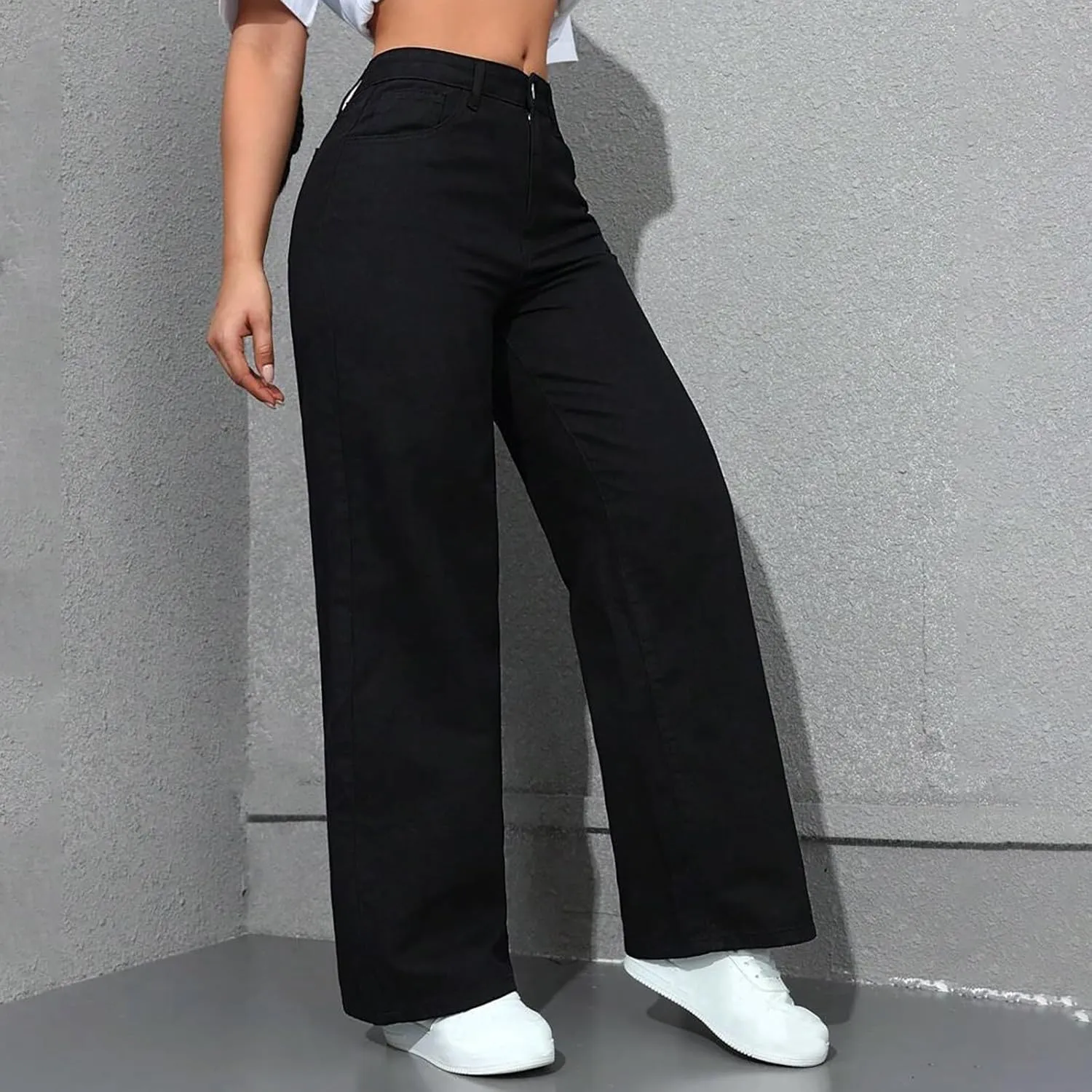 2025 Women's Wide Leg Jeans High Waisted Denim Pants Stretchy Casual Baggy Straight Leg Loose Fit Jeans for Women