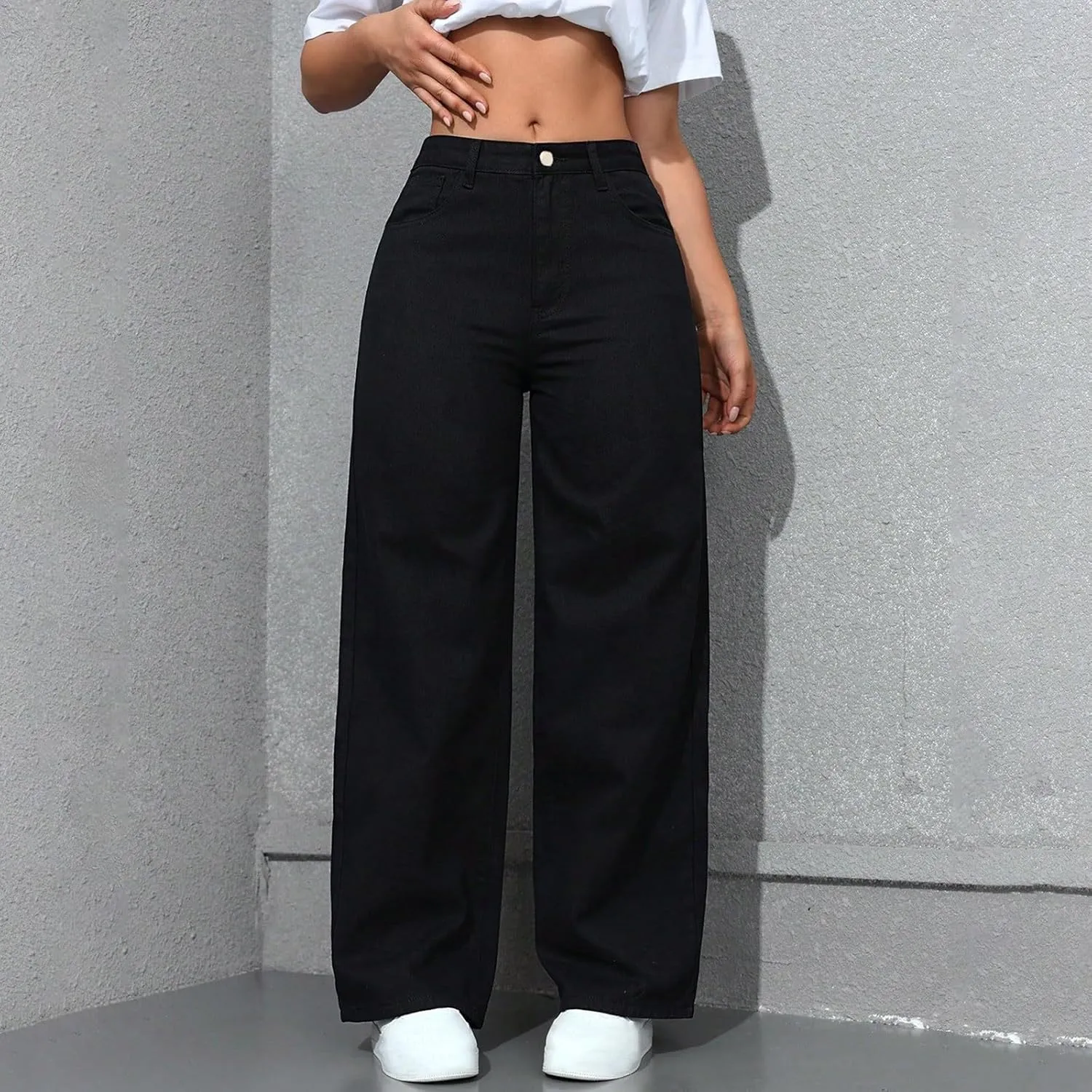 2025 Women's Wide Leg Jeans High Waisted Denim Pants Stretchy Casual Baggy Straight Leg Loose Fit Jeans for Women