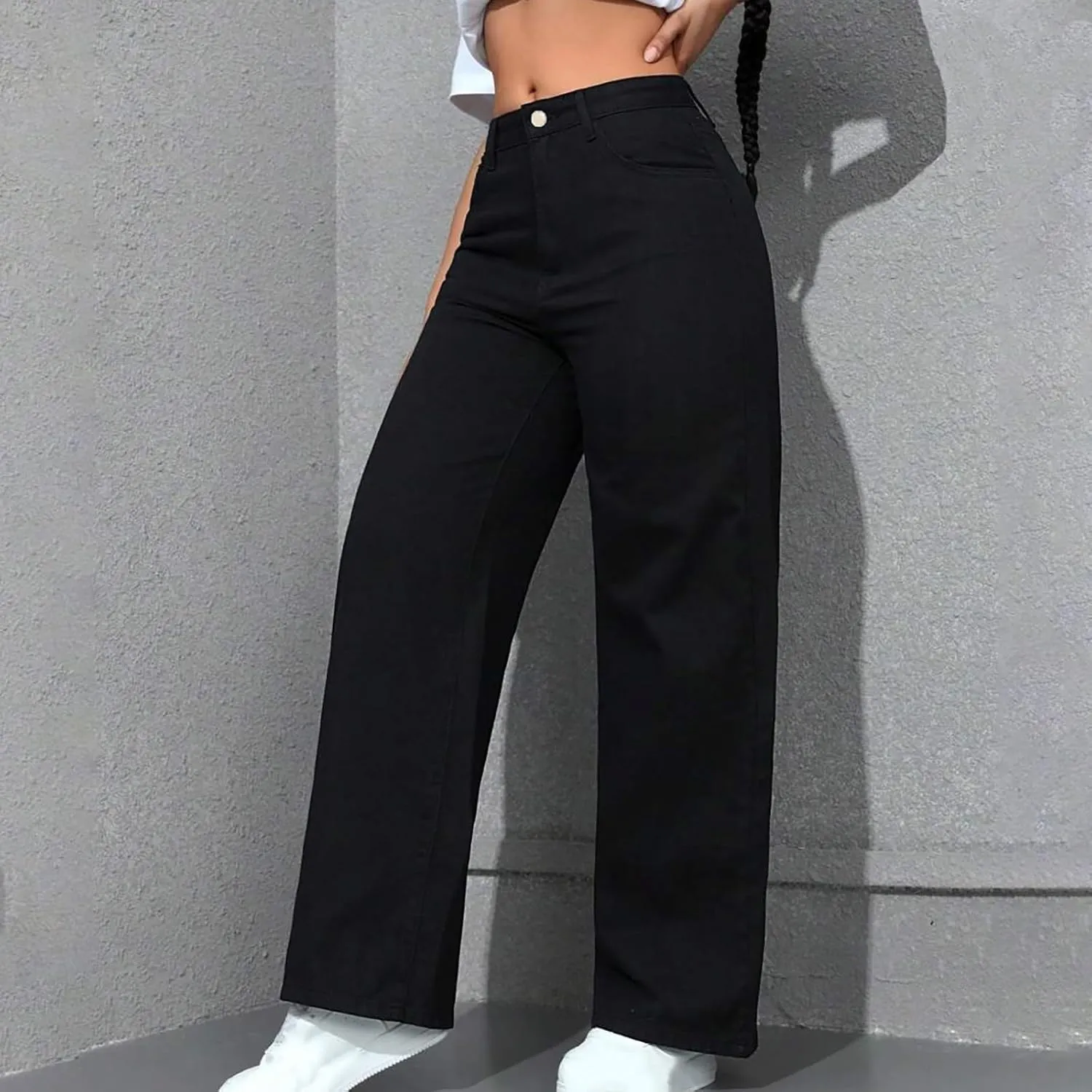 2025 Women's Wide Leg Jeans High Waisted Denim Pants Stretchy Casual Baggy Straight Leg Loose Fit Jeans for Women