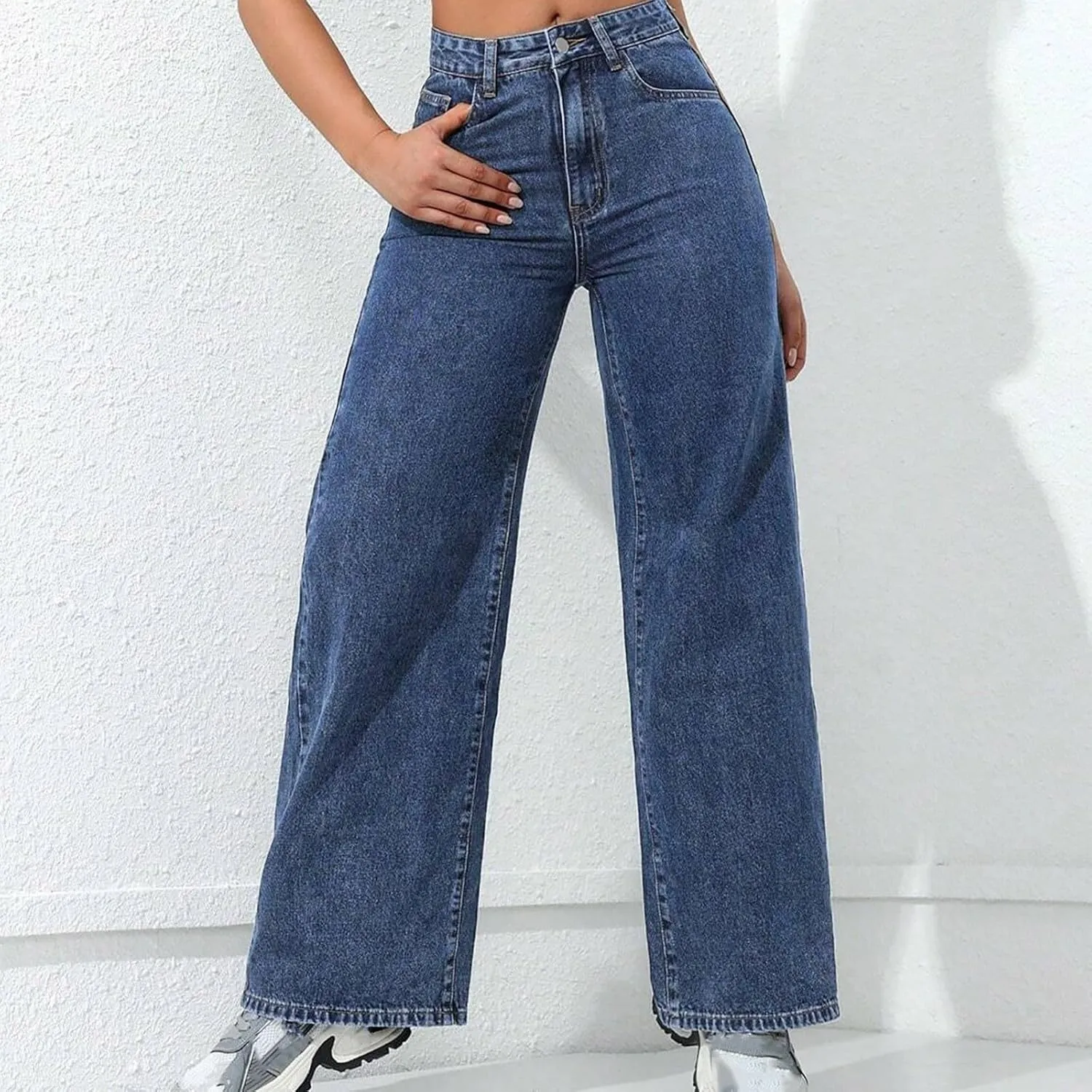 2025 Women's Wide Leg Jeans High Waisted Denim Pants Stretchy Casual Baggy Straight Leg Loose Fit Jeans for Women