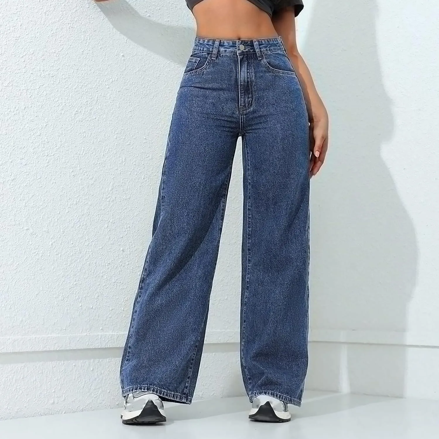 2025 Women's Wide Leg Jeans High Waisted Denim Pants Stretchy Casual Baggy Straight Leg Loose Fit Jeans for Women