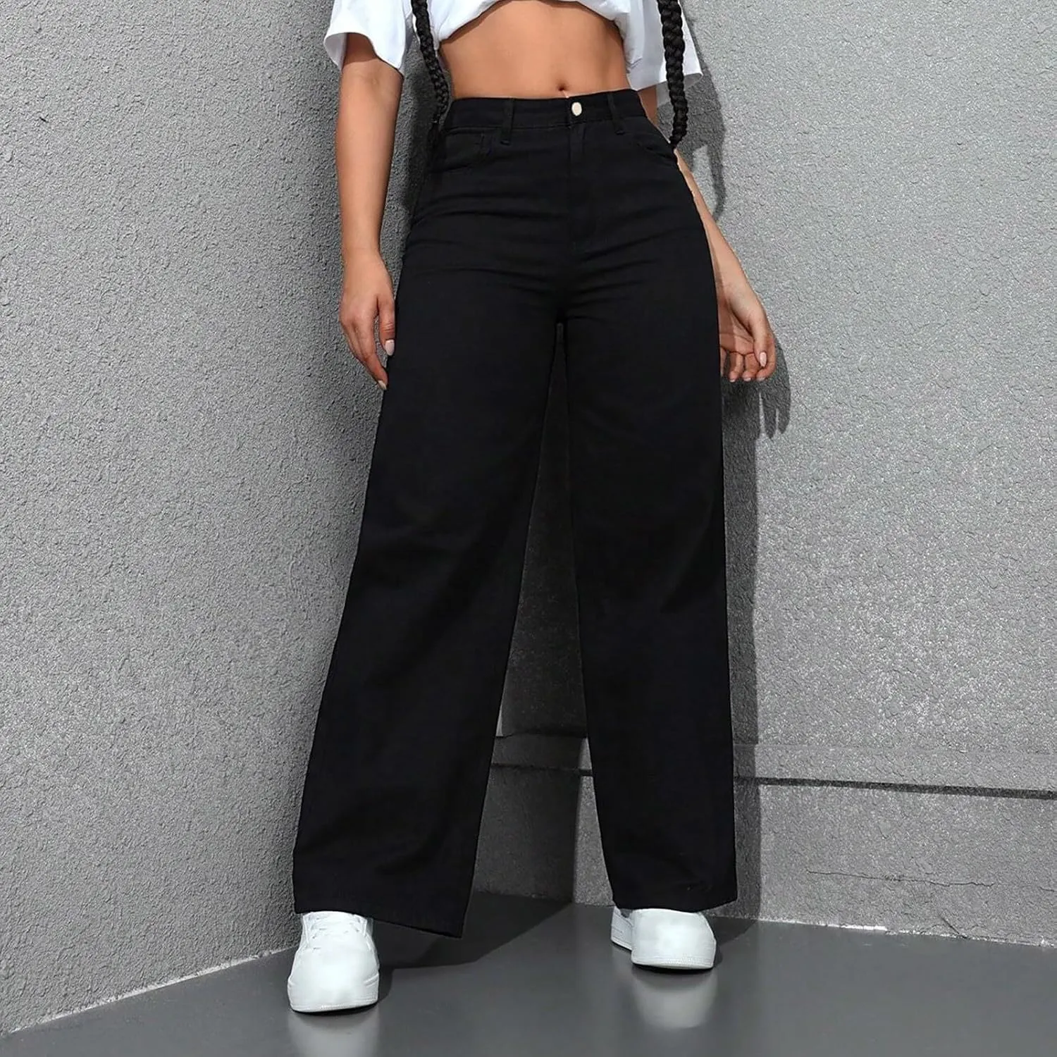 2025 Women's Wide Leg Jeans High Waisted Denim Pants Stretchy Casual Baggy Straight Leg Loose Fit Jeans for Women