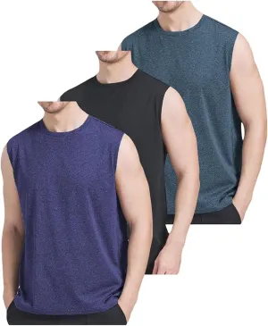 3 Pack Men's Workout Tank Top Dry Workout Sleeveless T-Shirt