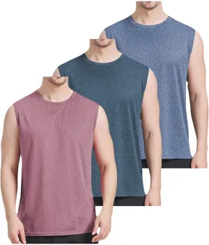 3 Pack Men's Workout Tank Top Dry Workout Sleeveless T-Shirt
