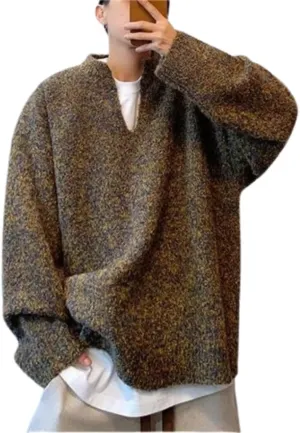 Aesthetic Sweater Vintage Sweater Grunge Clothes Knit Sweater Fall Sweater Oversized V Neck Sweater Men