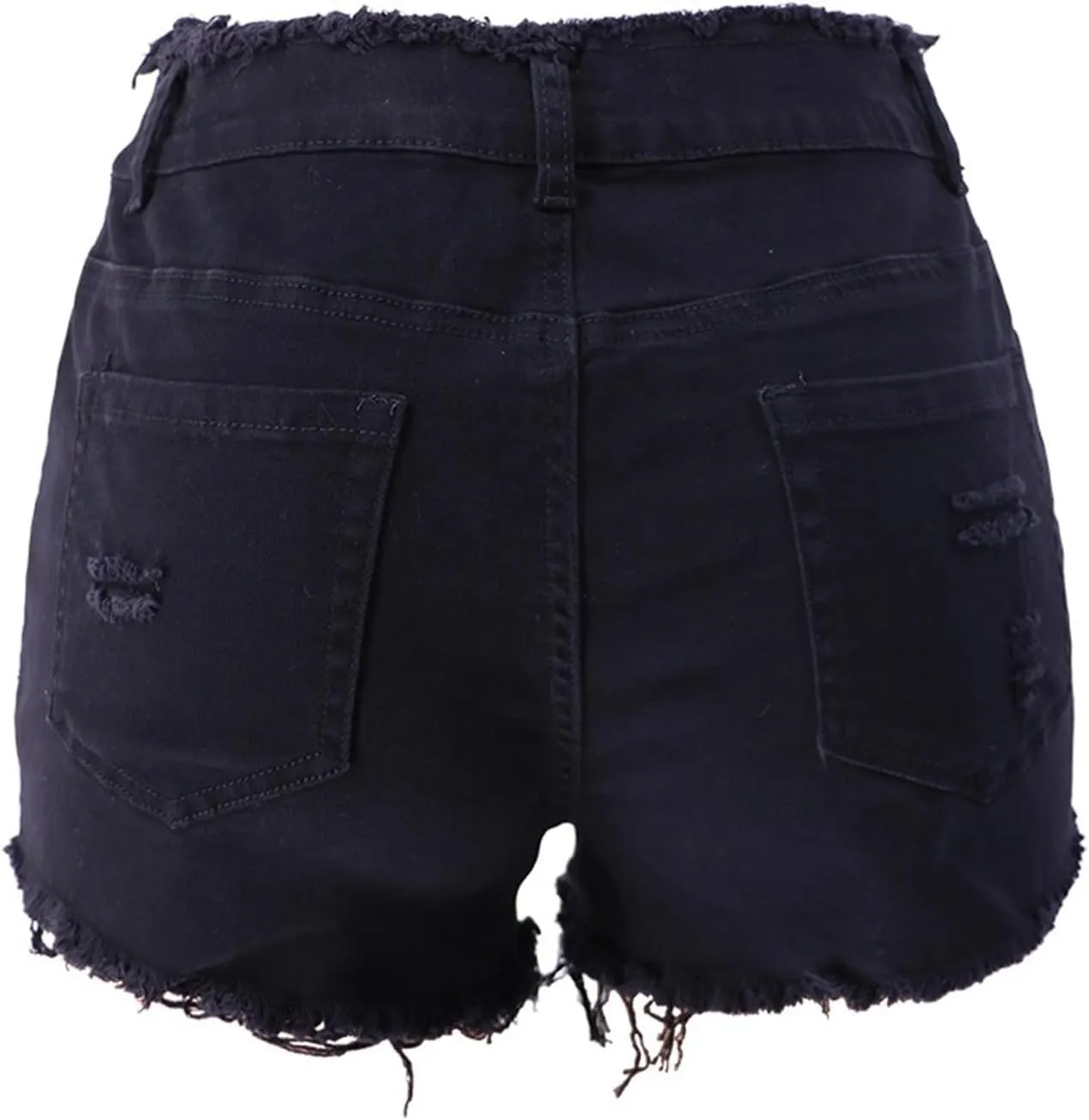 Andongnywell Jean Shorts Women Stretch High Waisted Ripped Denim Shorts with Pockets Summer Trendy Distressed Cut-Off Shorts