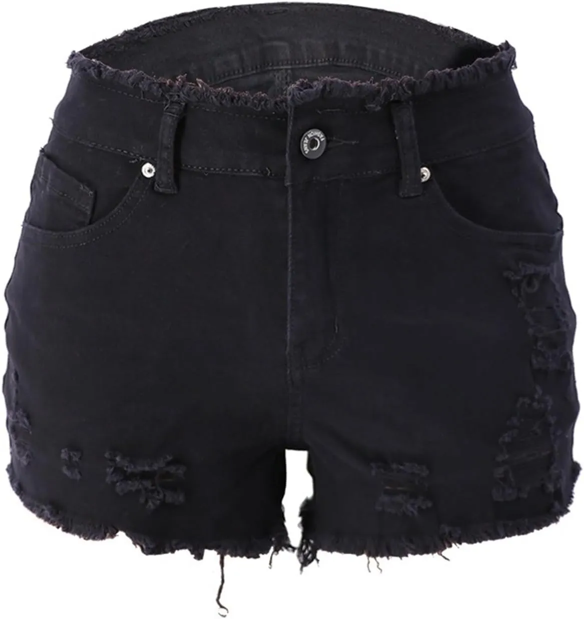 Andongnywell Jean Shorts Women Stretch High Waisted Ripped Denim Shorts with Pockets Summer Trendy Distressed Cut-Off Shorts