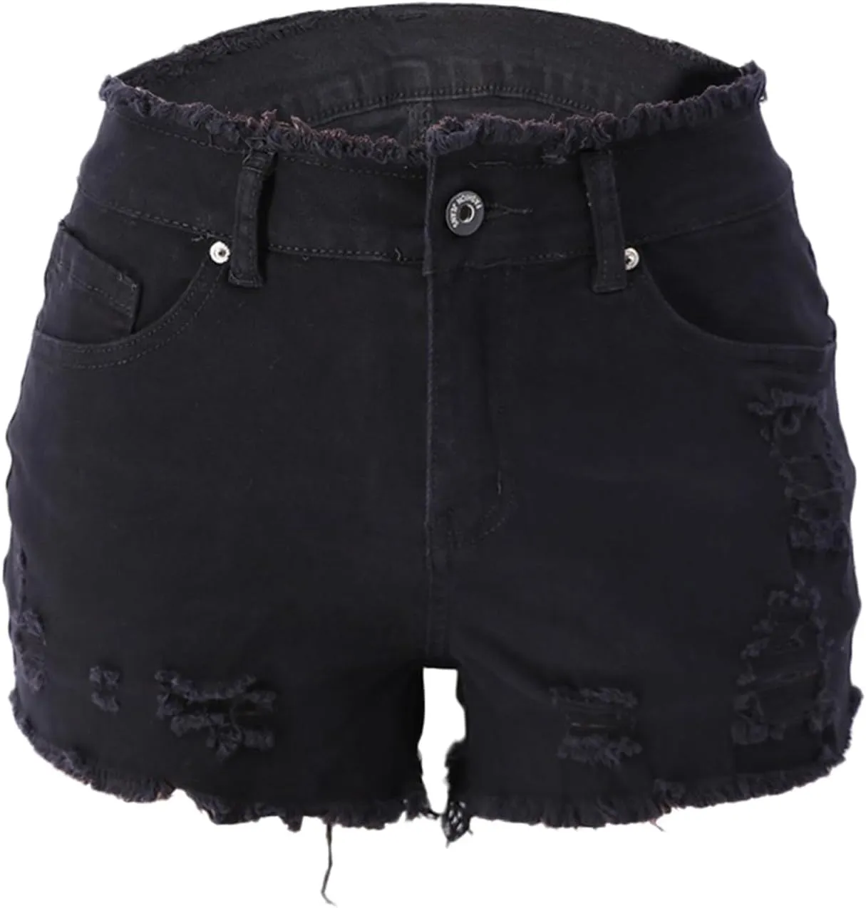 Andongnywell Jean Shorts Women Stretch High Waisted Ripped Denim Shorts with Pockets Summer Trendy Distressed Cut-Off Shorts
