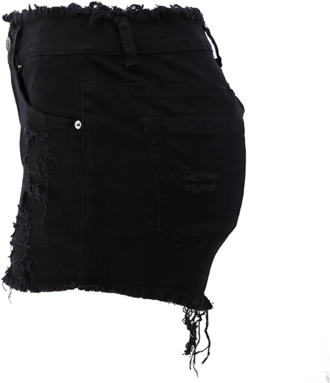 Andongnywell Jean Shorts Women Stretch High Waisted Ripped Denim Shorts with Pockets Summer Trendy Distressed Cut-Off Shorts
