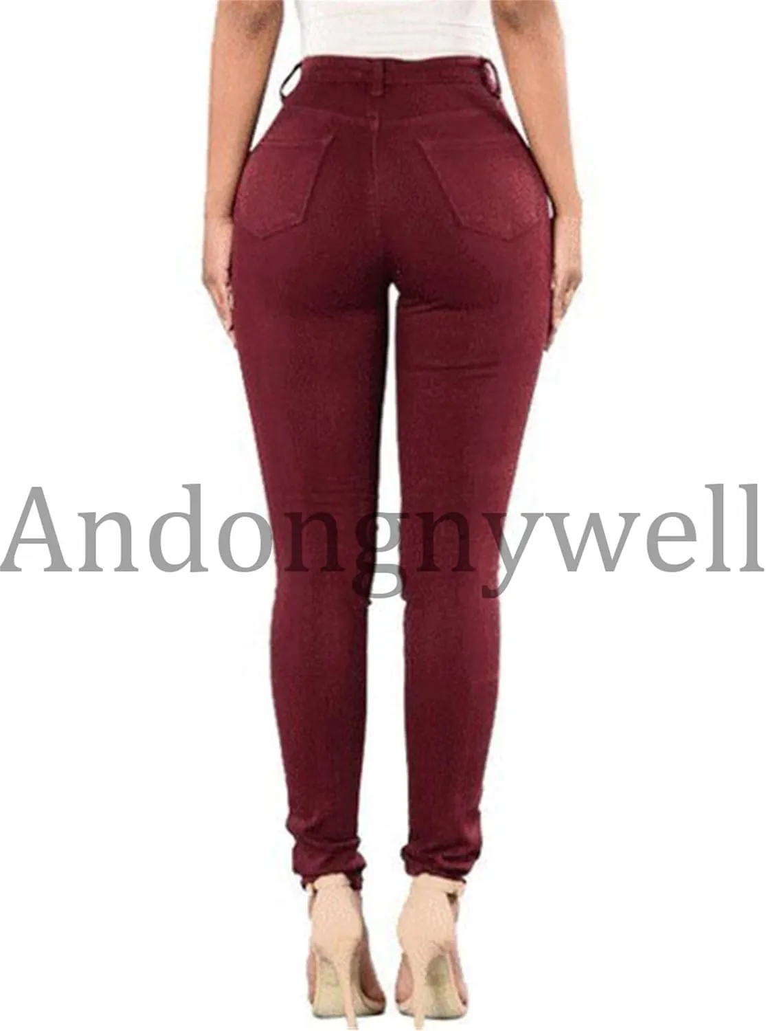 Andongnywell Women's Ripped Boyfriend Jeans Stretch Distressed Jean with Hole, High Waisted Sexy Skinny Jegging Denim Pants