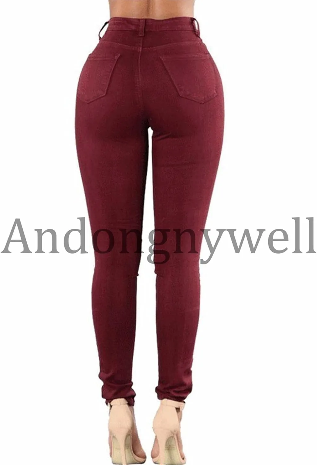 Andongnywell Women's Ripped Boyfriend Jeans Stretch Distressed Jean with Hole, High Waisted Sexy Skinny Jegging Denim Pants