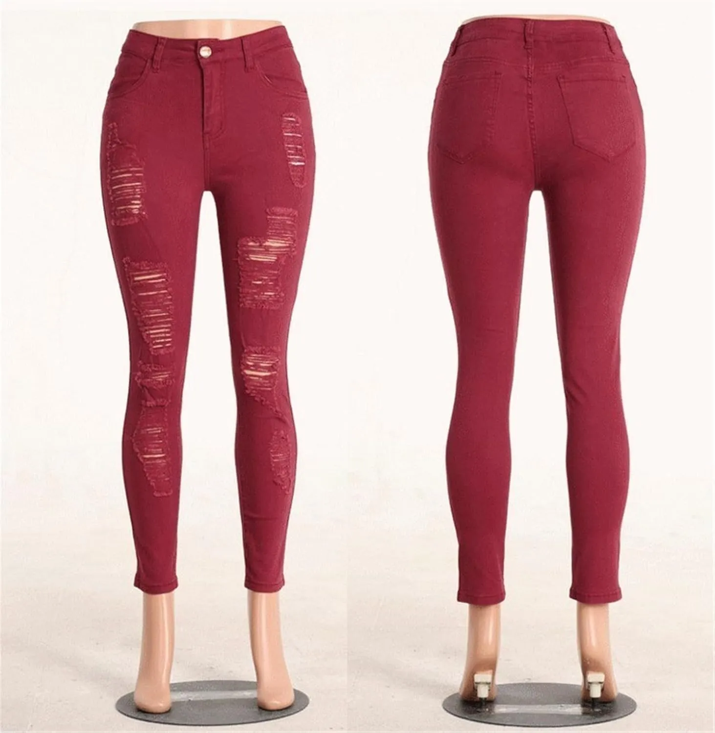 Andongnywell Women's Ripped Boyfriend Jeans Stretch Distressed Jean with Hole, High Waisted Sexy Skinny Jegging Denim Pants