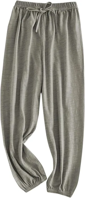 Baby Long 𝐁loomers Soft Slub Cotton Harem Pants for Boys Girls Soild Elastic Casual Joggers Dance Pants