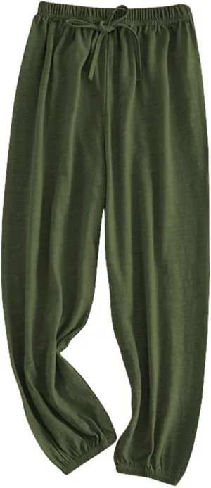 Baby Long 𝐁loomers Soft Slub Cotton Harem Pants for Boys Girls Soild Elastic Casual Joggers Dance Pants