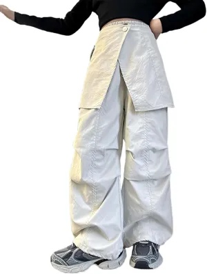 Baggy Cargo Pants for Teen Girls Parachute Baggy Joggers Kids Y2K Detachable High Waisted Wide Leg Pants Hiking Pants