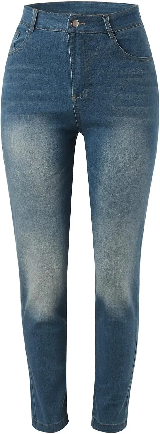 Baggy Sweatpant Jeans for Women Casual High Waisted Slim Fit Denim Pants Tummy Control Bootcut Boyfriends Jeans