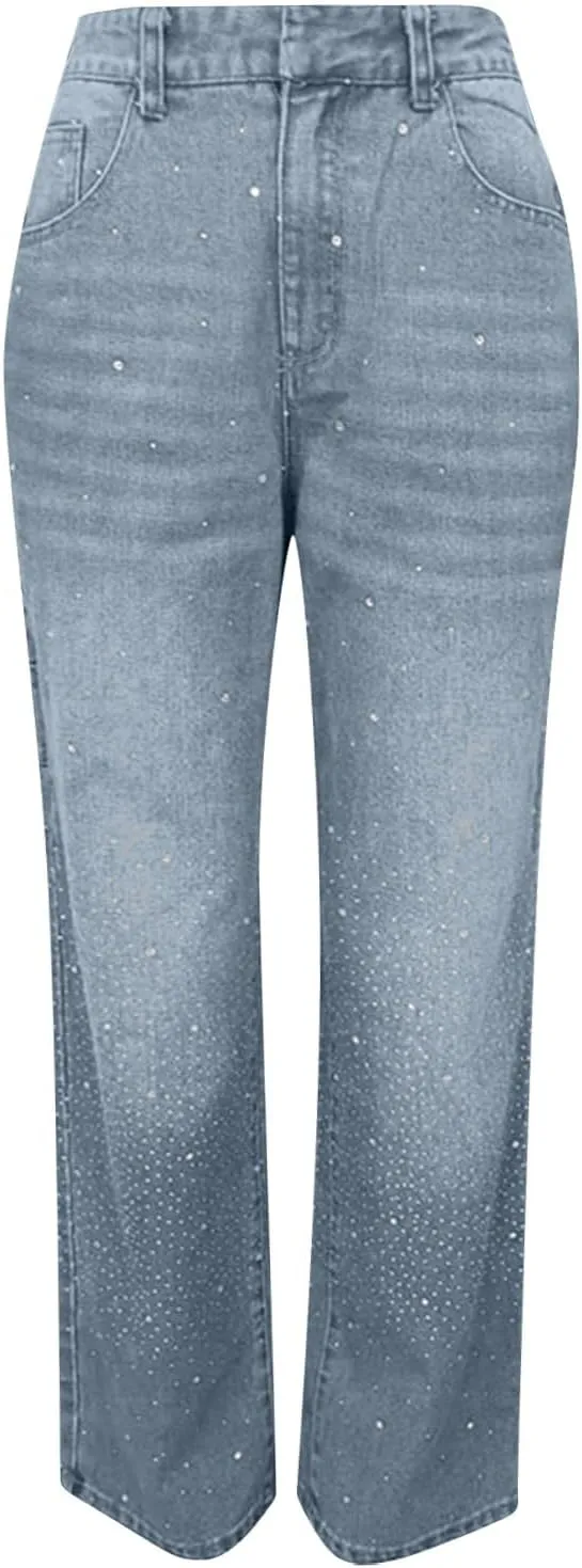 Barrel Jeans for Women Mid Rise Jeans Wide Leg Loose Fit Y2K Boyfriend Baggy Pants Cropped Denim Pants with Pockets