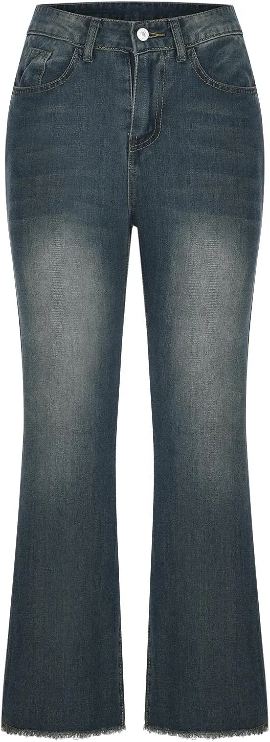 Bidobibo Jeans for Women High Waist Plus Size Straight Leg Pants Casual Stretch Jeans Tummy Control Flare Denim Pants 2024