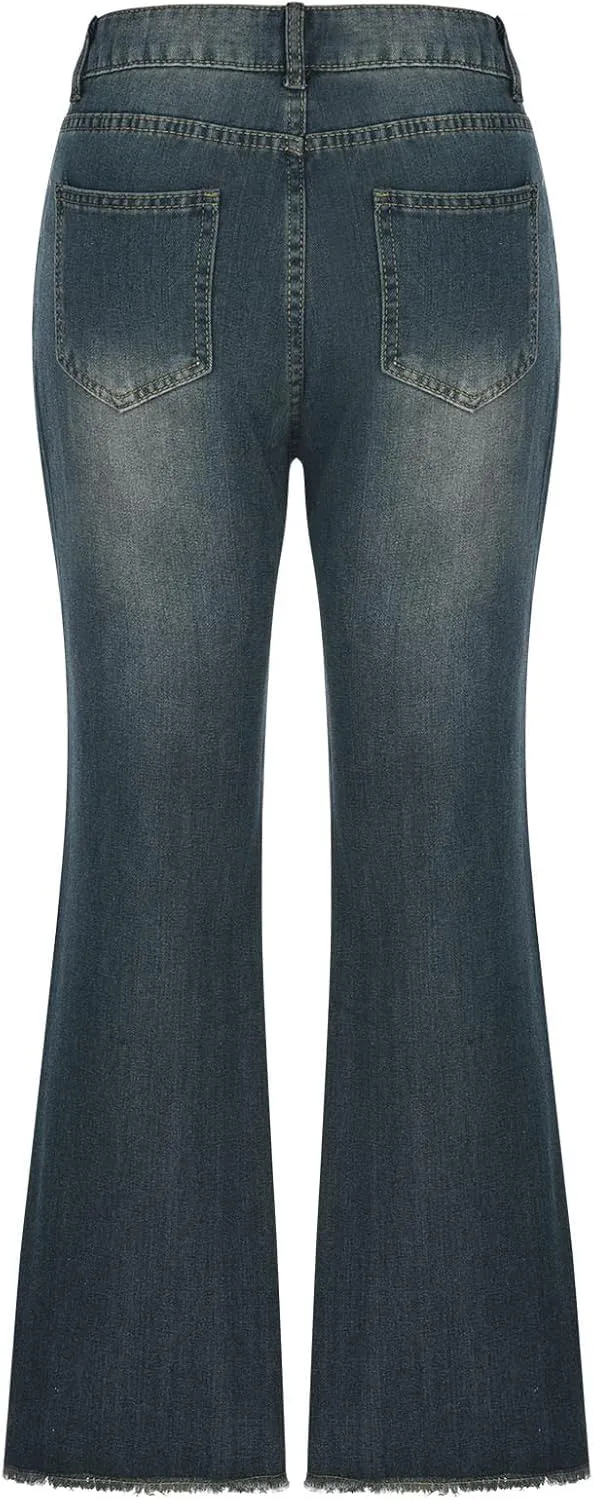 Bidobibo Jeans for Women High Waist Plus Size Straight Leg Pants Casual Stretch Jeans Tummy Control Flare Denim Pants 2024