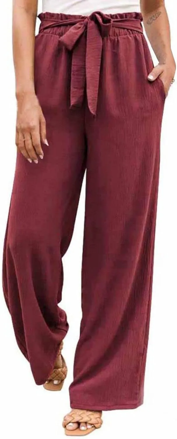 Casual Wide Leg Pants for Women,High Waisted Lightweight Palazzo Pants,Summer Fashion Loose Straight Leg Trousers