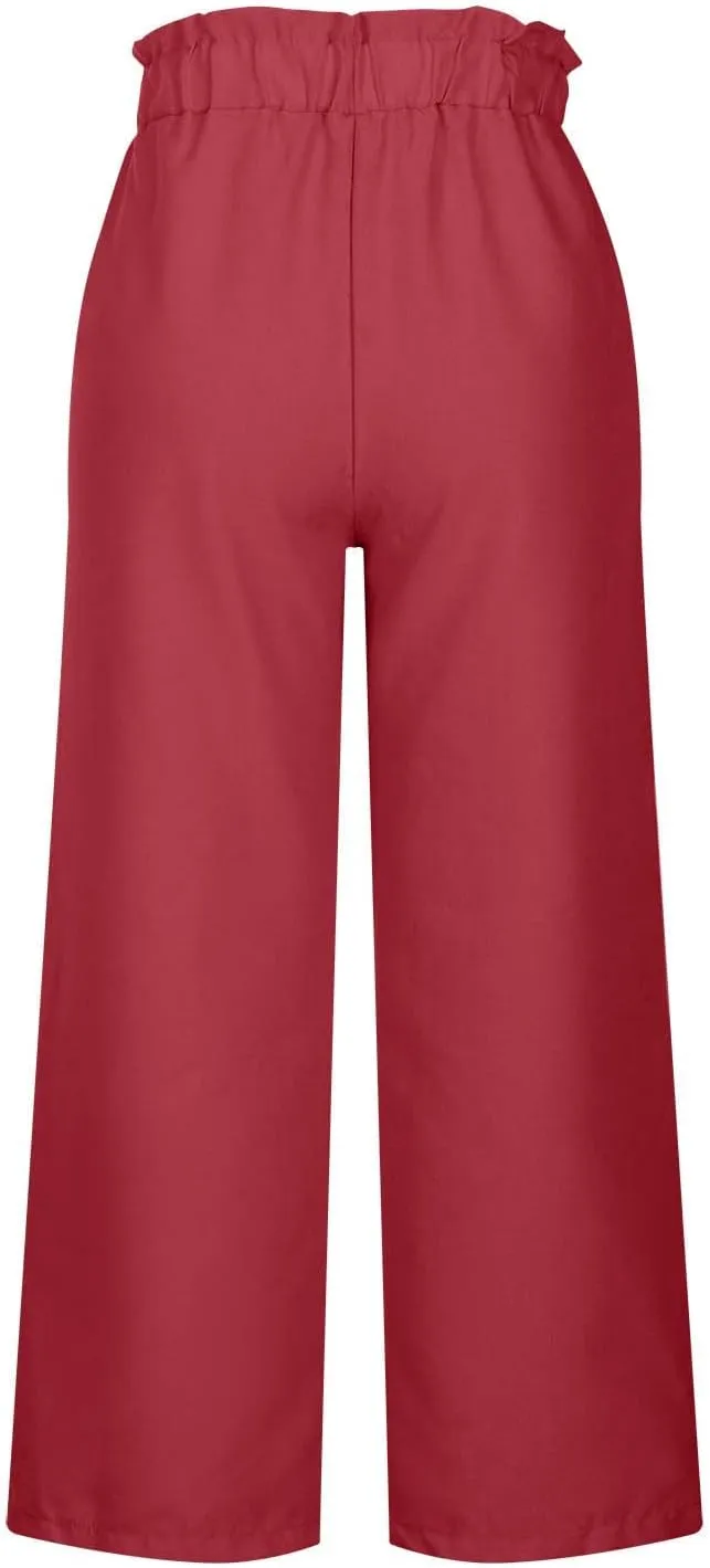 Casual Wide Leg Pants for Women,High Waisted Lightweight Palazzo Pants,Summer Fashion Loose Straight Leg Trousers