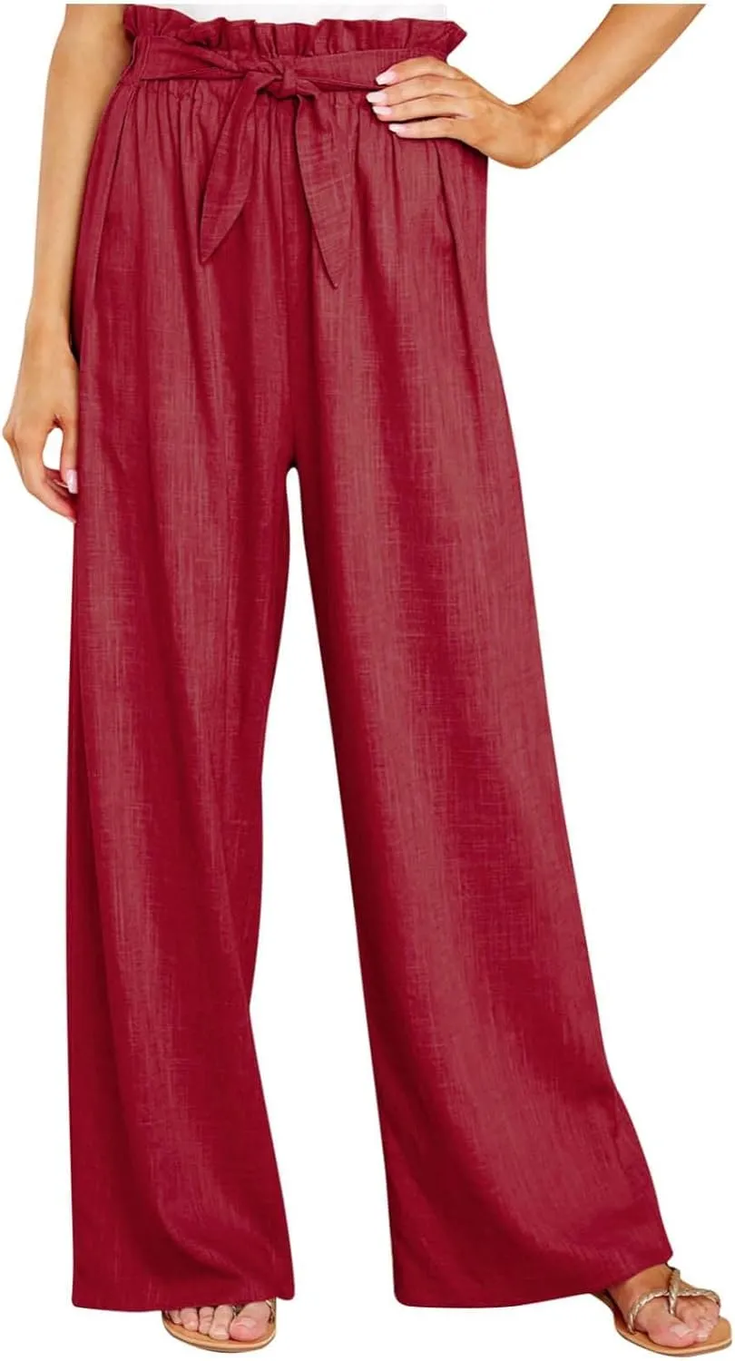 Casual Wide Leg Pants for Women,High Waisted Lightweight Palazzo Pants,Summer Fashion Loose Straight Leg Trousers