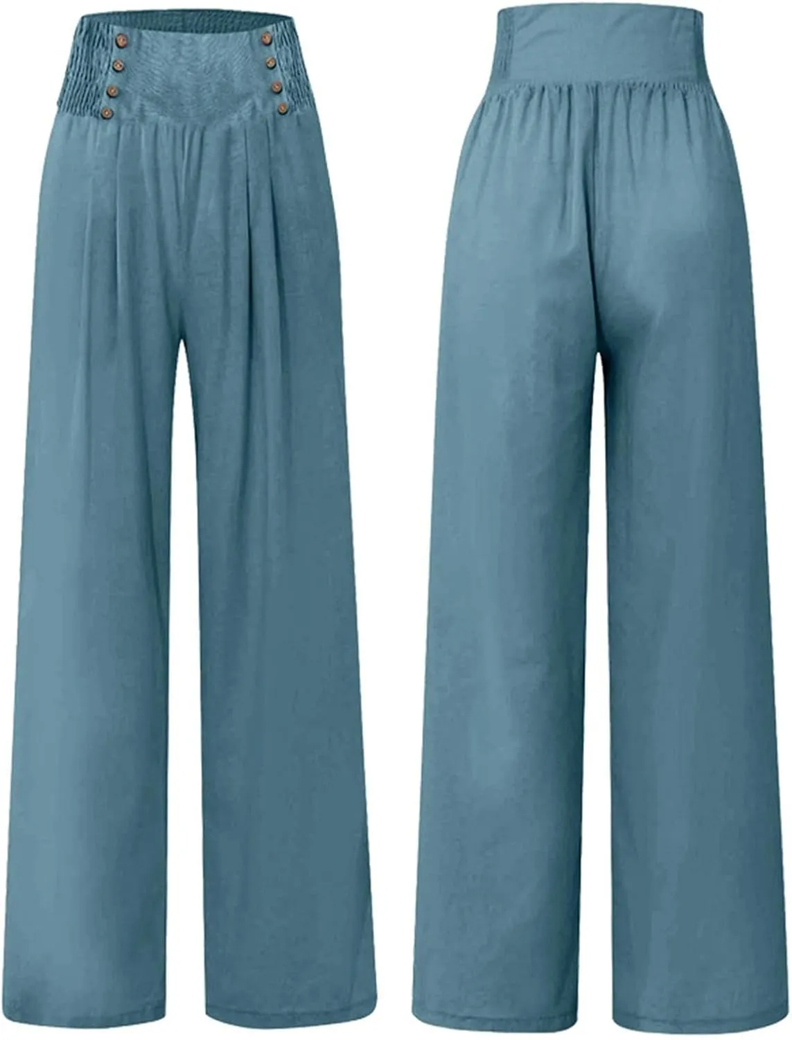 Cotton Leggings for Women Pants Fashion Drawstring Elastic Trousers Comfy Women Pleated High Waisted Wide Leg Pants