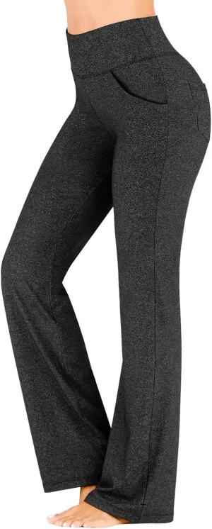 Crossover High Waisted Black Flared Leggings Running Yoga Athletic Pant High Waist Crossover Lounge Bell Bottom