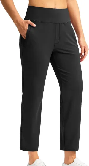 DDAPJ pyju Capri Dress Pants for Women Stretch High Waisted Straight Leg Crop Trousers Business Work Pants with Pockets
