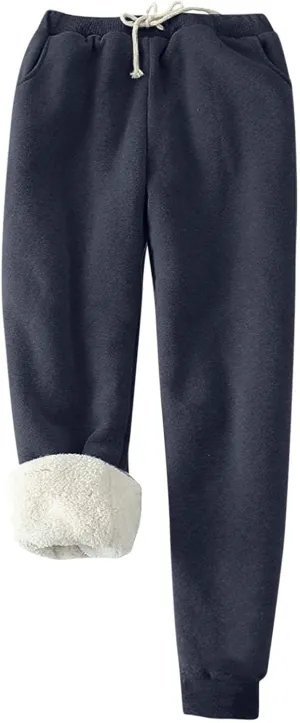 DDAPJ pyju Women's Sweatpants Sherpa Lined Jogger Pants Drawstring Fleece Warm Casual Pants Loose Lounge Pants with Pockets