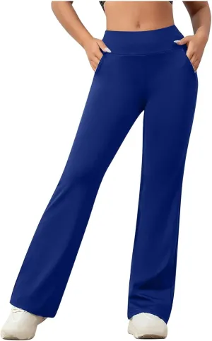 DDAPJ pyju Women's Yoga Dress Pants Bootcut Work Slacks Stretch Straight Leg Pants Trousers High Waisted Pants with Pockets