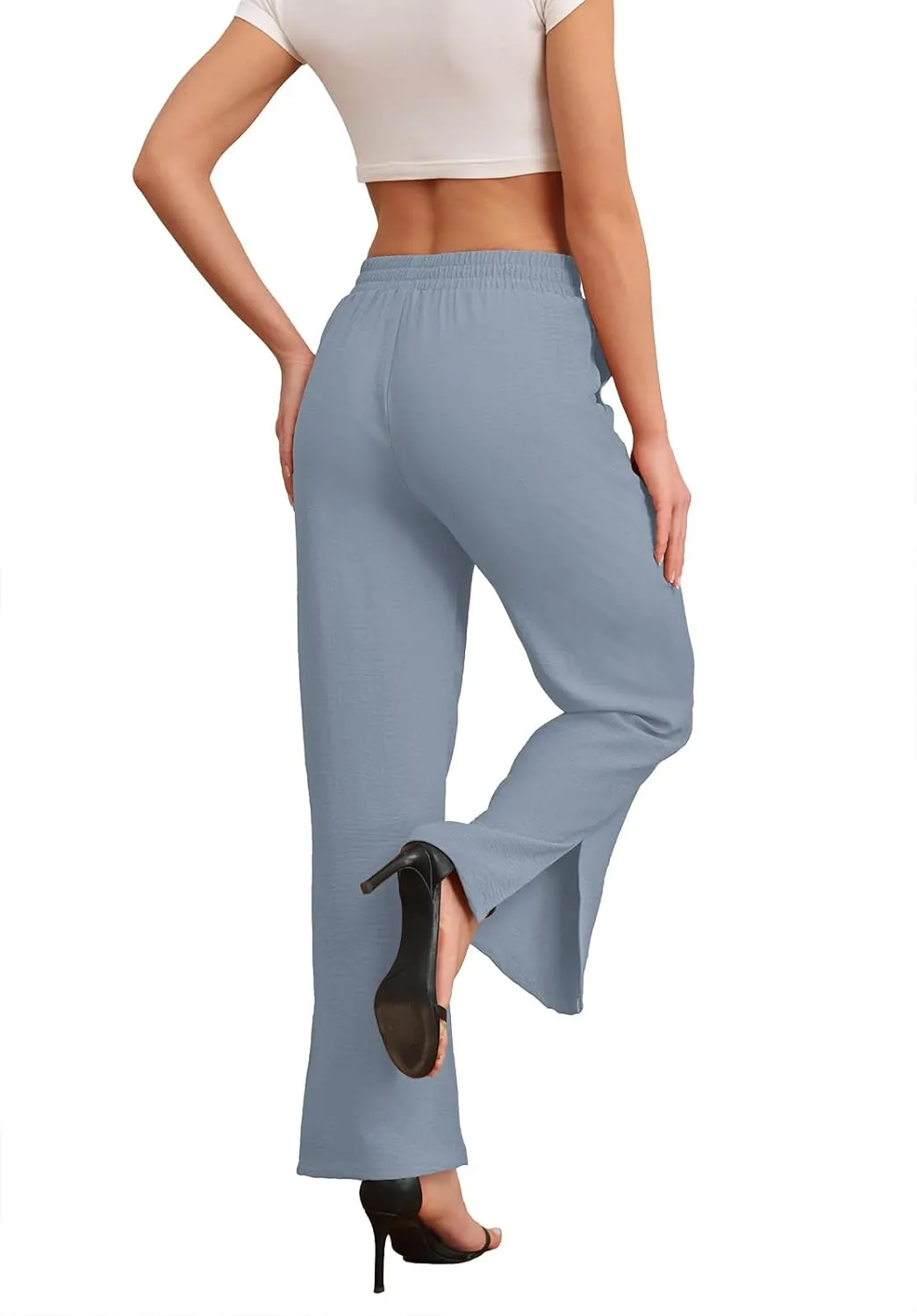 DILIUXING Women's Wide Leg Lounge Pants with Pockets Side Slits Lightweight High Waisted Loose Trouser