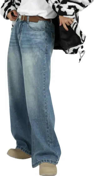 EMMIOL Mens Baggy Hip Hop Jeans Loose Fit Long Denim Pants Casual Trousers Streetwear