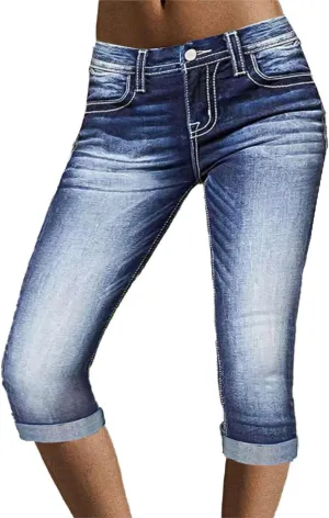 Flamingals Low Waisted Straight Leg Jeans for Women Stretchy Vinatge Skinny Jeggings