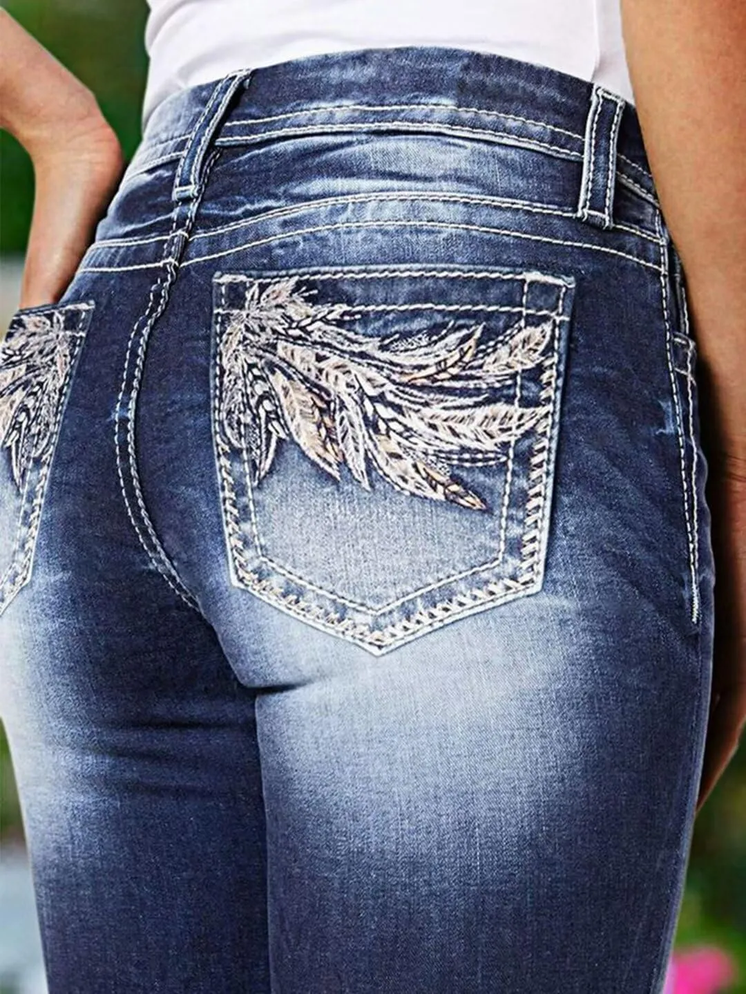 Flamingals Low Waisted Straight Leg Jeans for Women Stretchy Vinatge Skinny Jeggings