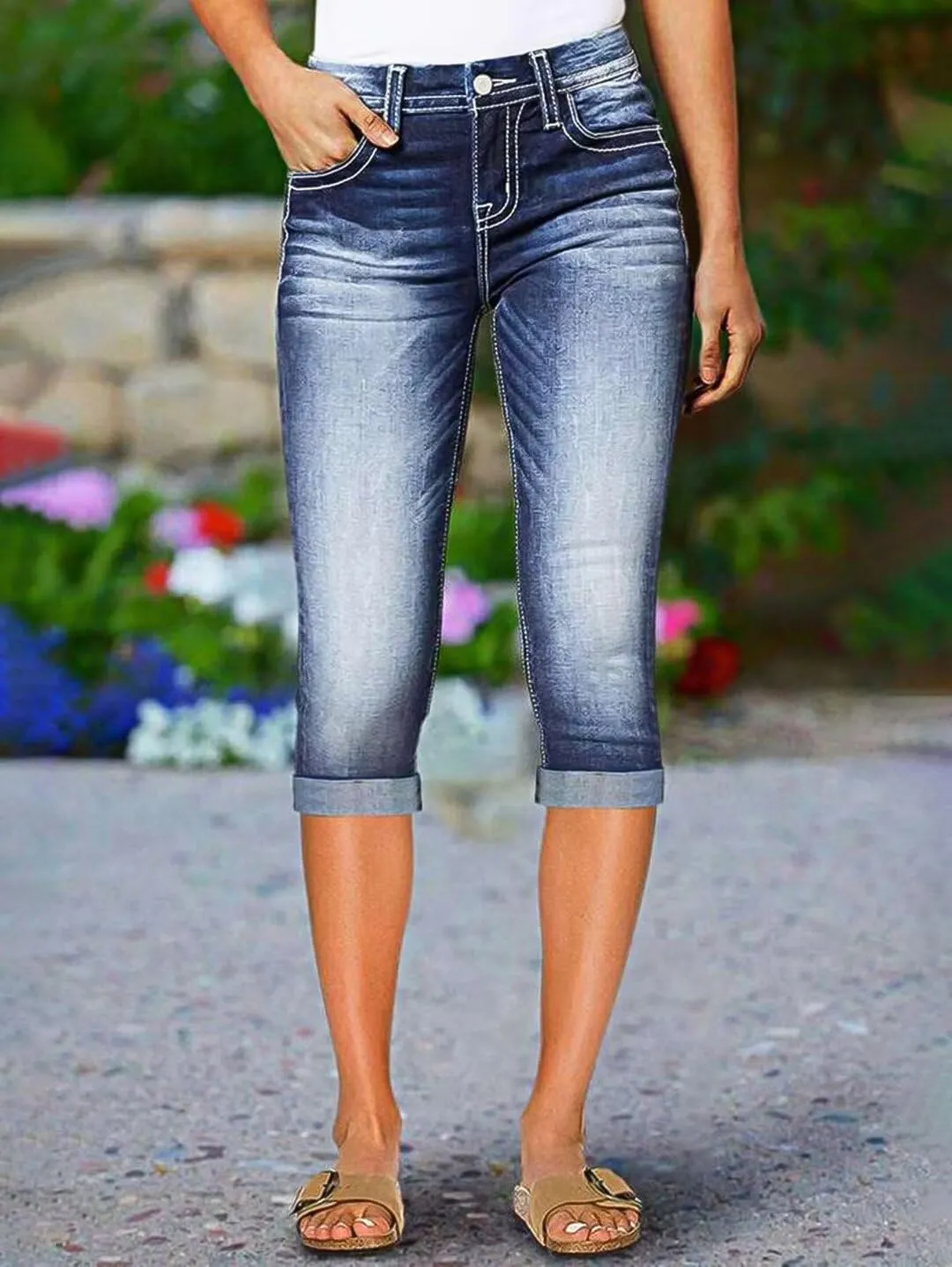Flamingals Low Waisted Straight Leg Jeans for Women Stretchy Vinatge Skinny Jeggings