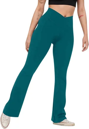 Flare Yoga Pants Womens High Waist Sports Workout Running Straight Leg Pant Plus Size Sexy Fitness Breathable Trousers