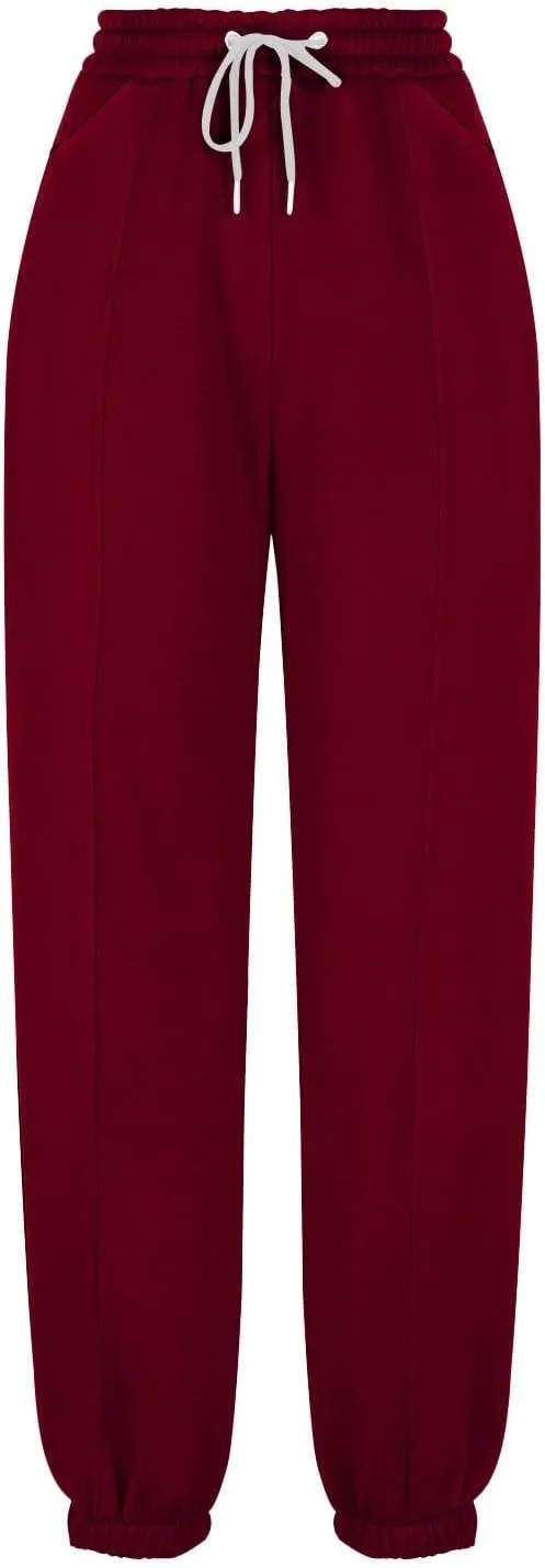 Fleece Lined Jogger Sweatpants Women Baggy Cinch Bottom Sweatpants Drawstring High Waisted Jogger Pants with Pockets