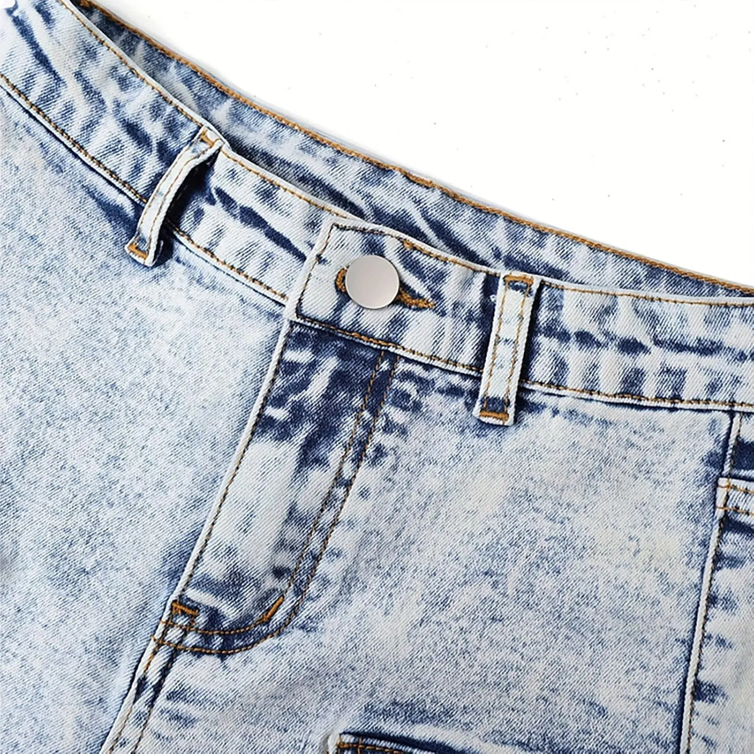 Girls Baggy Cargo Jeans Wide Leg High Waisted Kids Hip Hop Pants Denim Elastic Waist Pockets Vintage Aesthetic Jeans