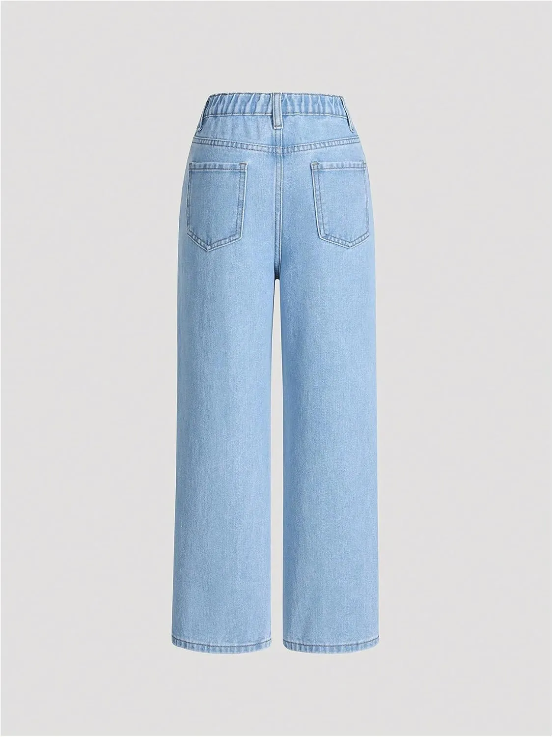 Girl's Heart Print High Waisted Loose Straight Leg Jeans Denim Pants
