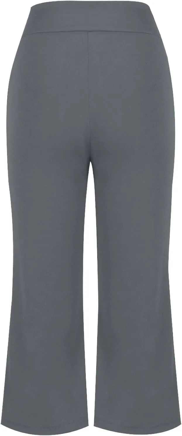 High Waisted Capri Pants for Women Dressy Business Casual Pants Straight Leg Dress Pants Cropped Trousers Slacks