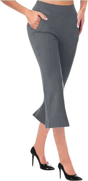 High Waisted Capri Pants for Women Dressy Business Casual Pants Straight Leg Dress Pants Cropped Trousers Slacks