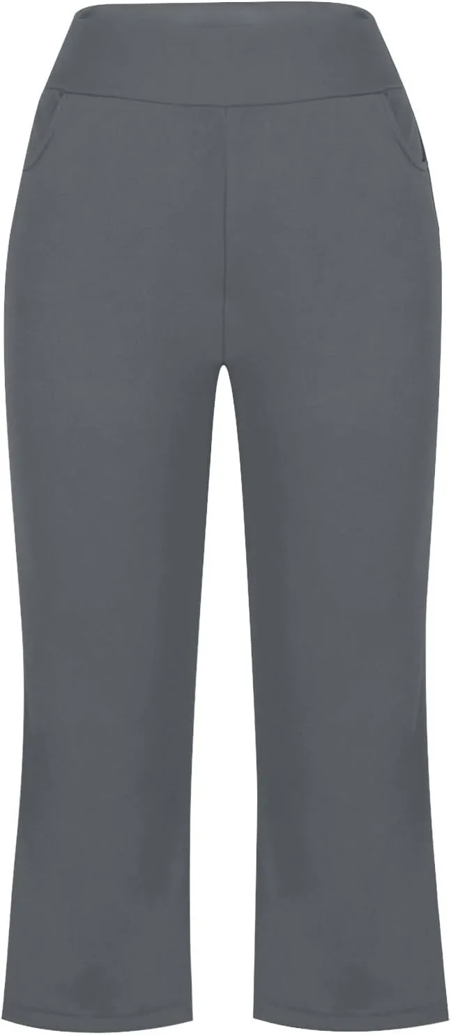 High Waisted Capri Pants for Women Dressy Business Casual Pants Straight Leg Dress Pants Cropped Trousers Slacks