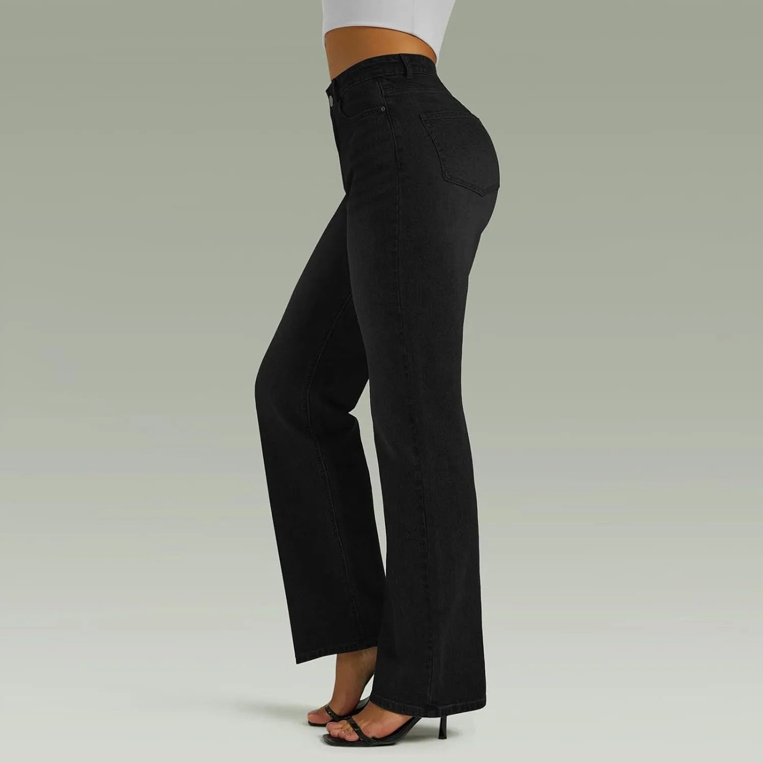 High Waisted Jeans for Women Straight Leg Denim Pants Wide Leg Jeans High Rise Baggy Pants with Pocket Streetwear