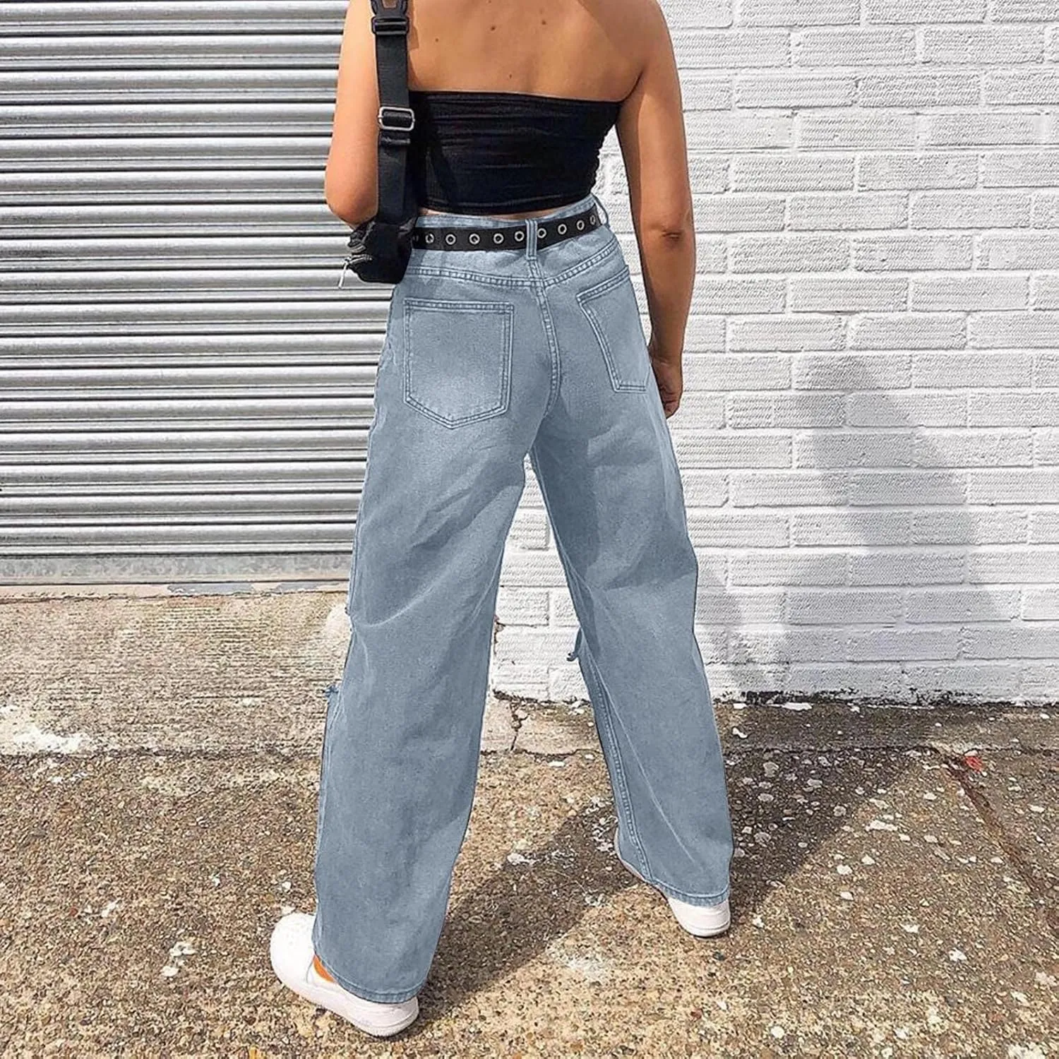 High Waisted Jeans for Women Women Loose Ripped Boyfriends Jeans High Waist Baggy Denim Pants Alternative Clothes