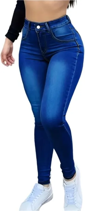 High-Waisted Stretch Denim Jeans for Women  Slim Fit, Comfortable Casual Pants, Functional Pockets in Black, Grey, Washes