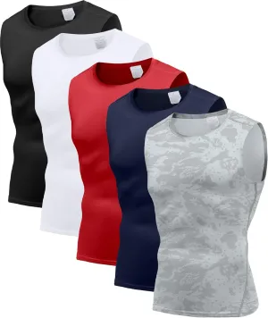 Holure Men's 5 Pack Compression Tank Tops Athletic Muscle Tee Fitness Bodybuilding Sleeveless T-Shirt
