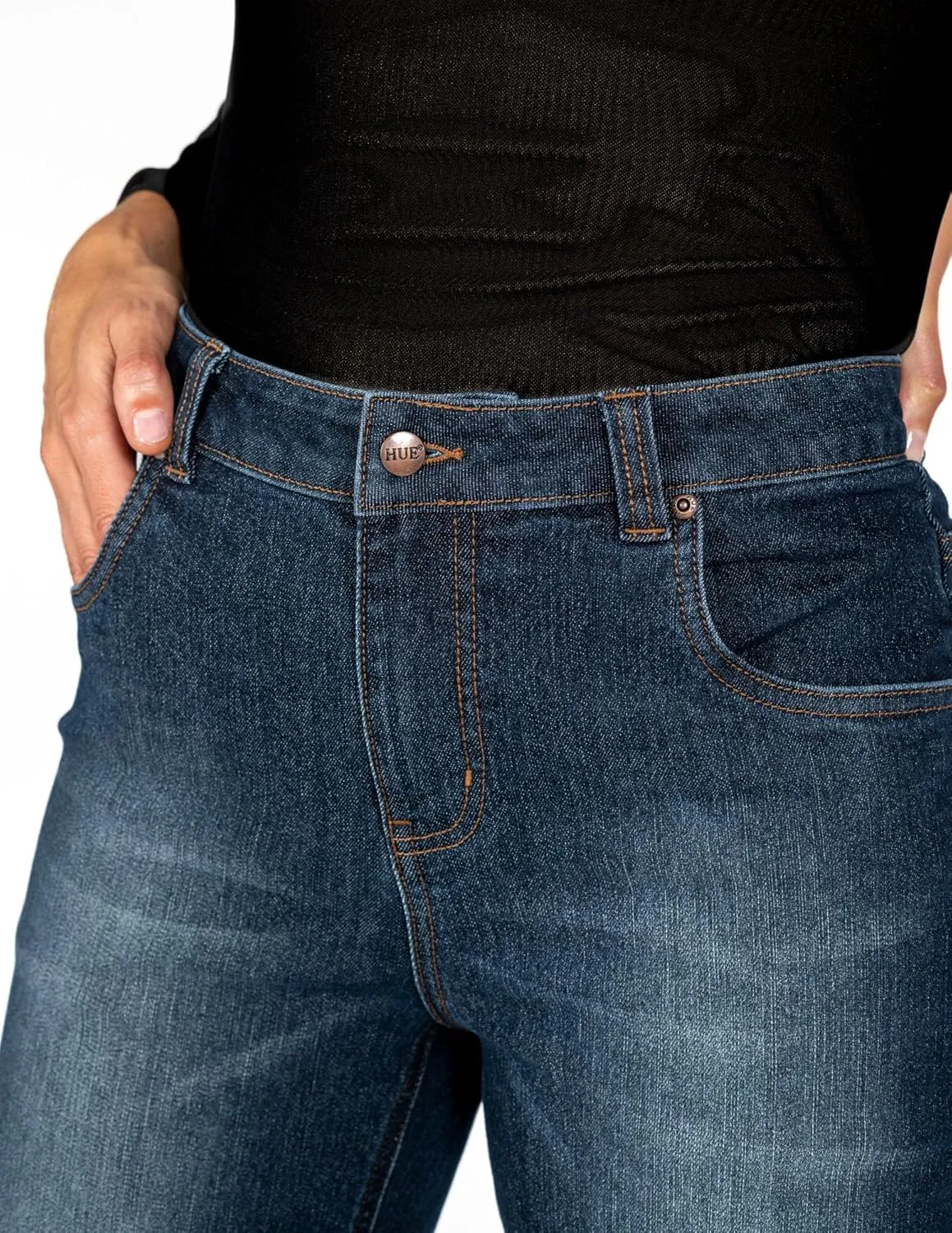 HUE Women's Mid-Rise Straight Leg Jeans